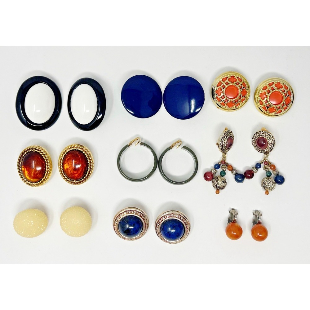 Lot of 9 vintage earrings, lucite, clip ons